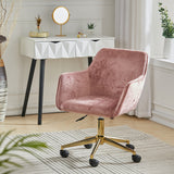 Velvet Upholstered Home Office Swivel Task Chair Ash Pink