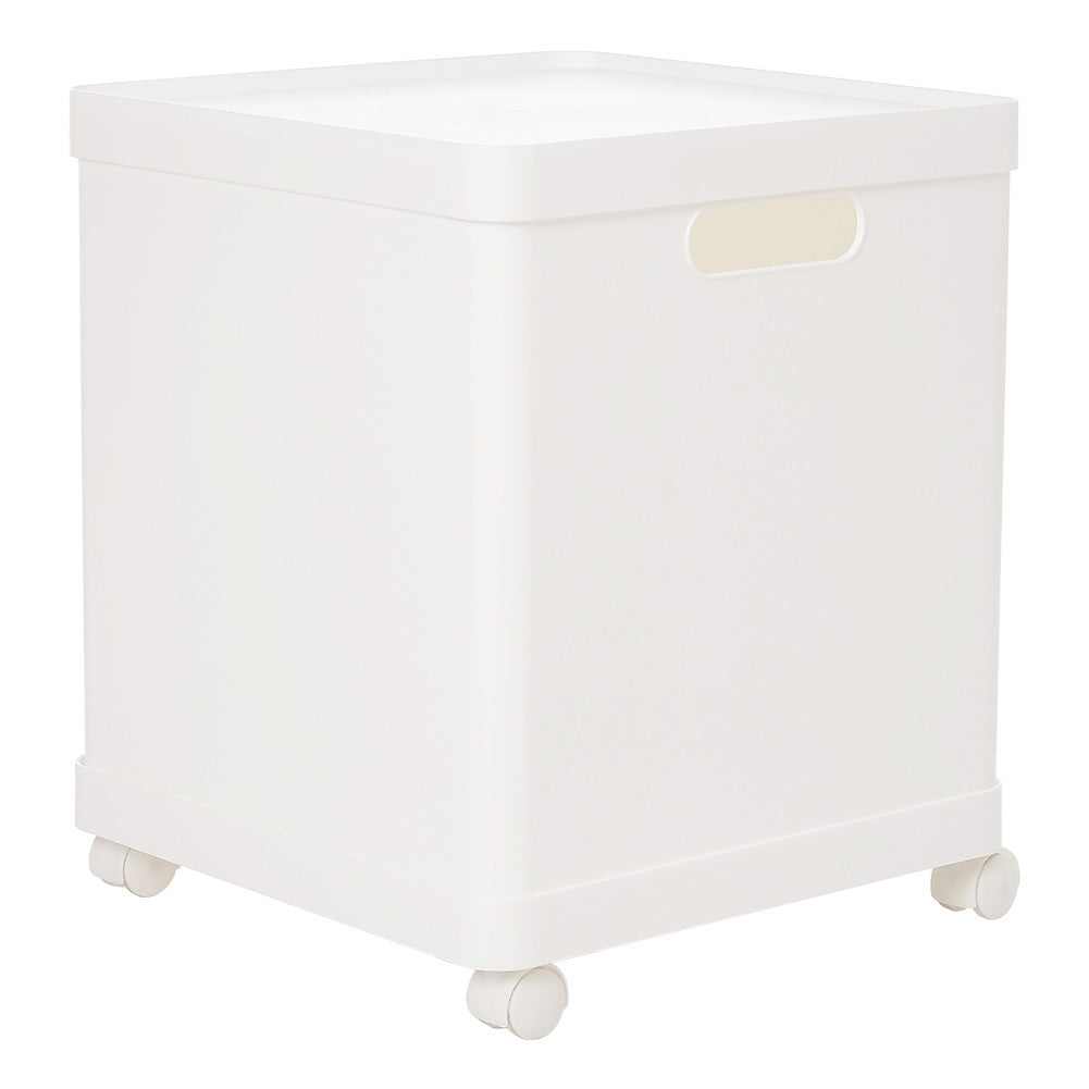 White Stackable Plastic Storage Organizer with Wheels