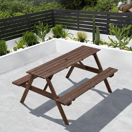 120cm Solid Wood Rectangle Picnic Table and Bench Set