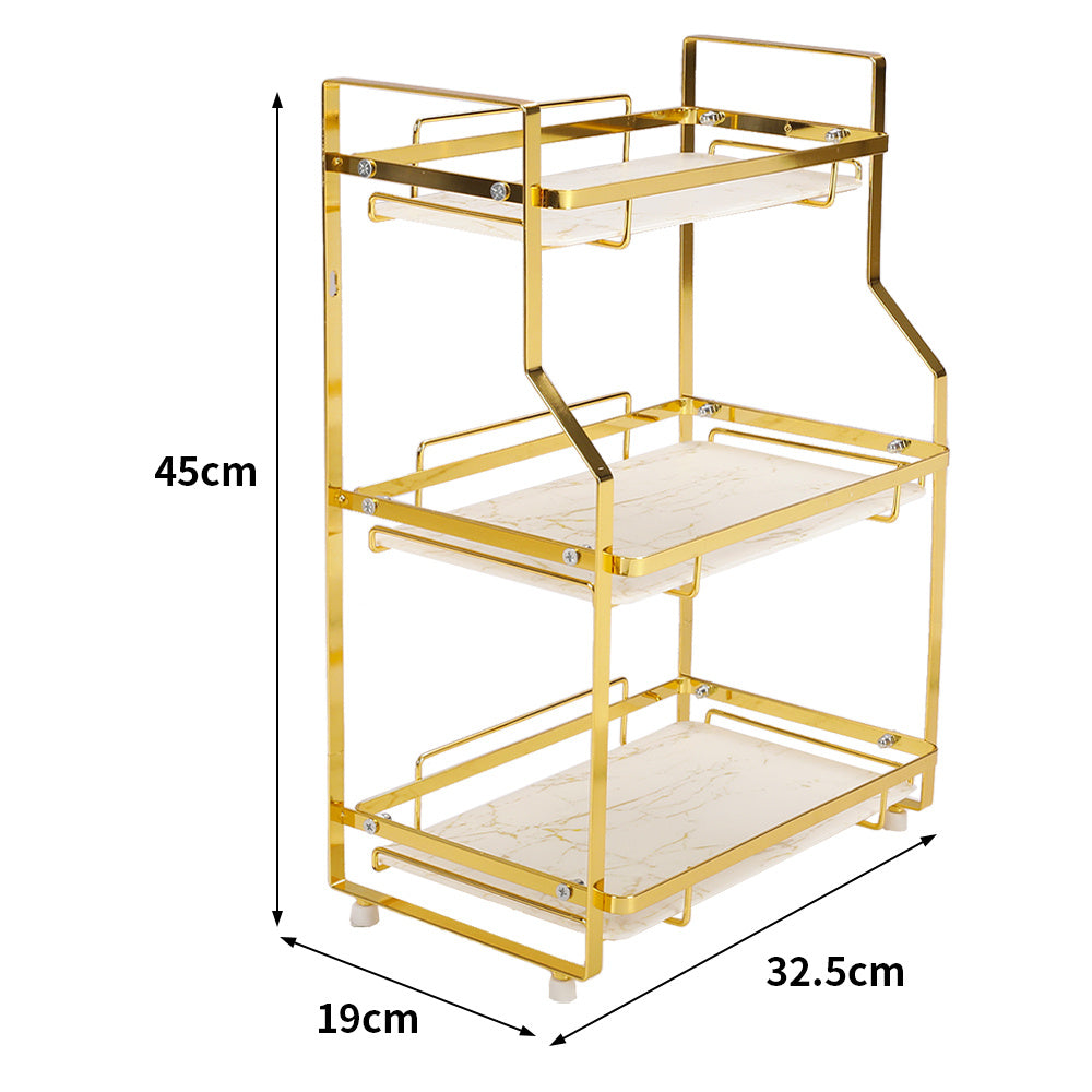 3 Tier Bathroom Kitchen Storage Organiser Rack Gold