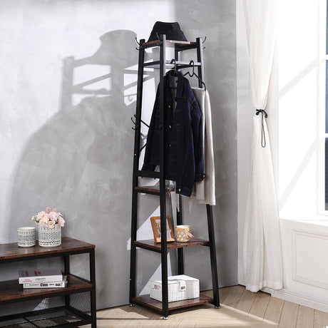 Direct Industrial Style Clothing Rack with 4 Tiers of Shelve