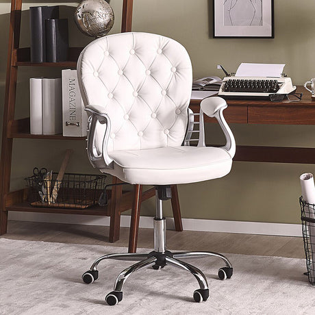 Study Computer Office Chair Ergonomic Design PU Leather for Home Office White