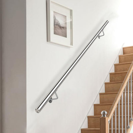 Round Brushed Stainless Steel Bannister Rail Balustrade Stair Handrail 2M