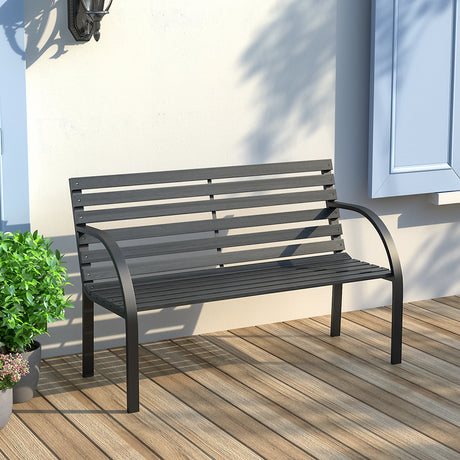 Black Outdoor Wooden Garden Bench