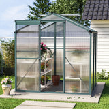 6ft x 6ft Garden  Greenhouse Aluminium Polycarbonate Green Plant Housing With Base