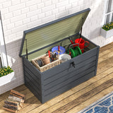 120CM Garden Storage Box Chest Lockable Tool Organizer Dark Grey