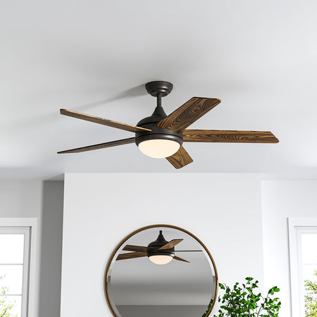 Rustic Wooden 52 Inch LED Ceiling Fan with LED Light Kit 5 Blades and Remote Control