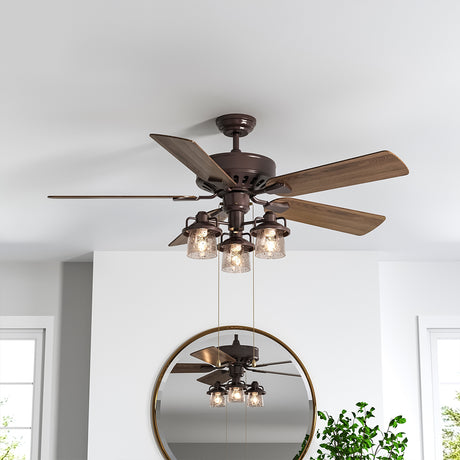 52 Inch Chandelier Ceiling Fan Light with 5 Blades and Remote Control Brown