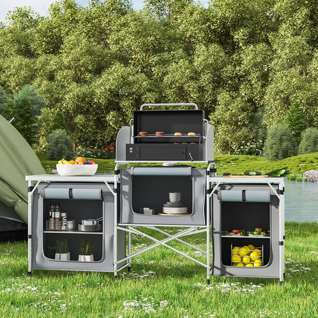 Foldable Travel Camping Kitchen Stand Unit Grey