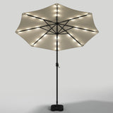 3M Large Garden LED Parasol Outdoor Beach Umbrella with Light Sun Shade Crank Tilt with Square Base, Beige