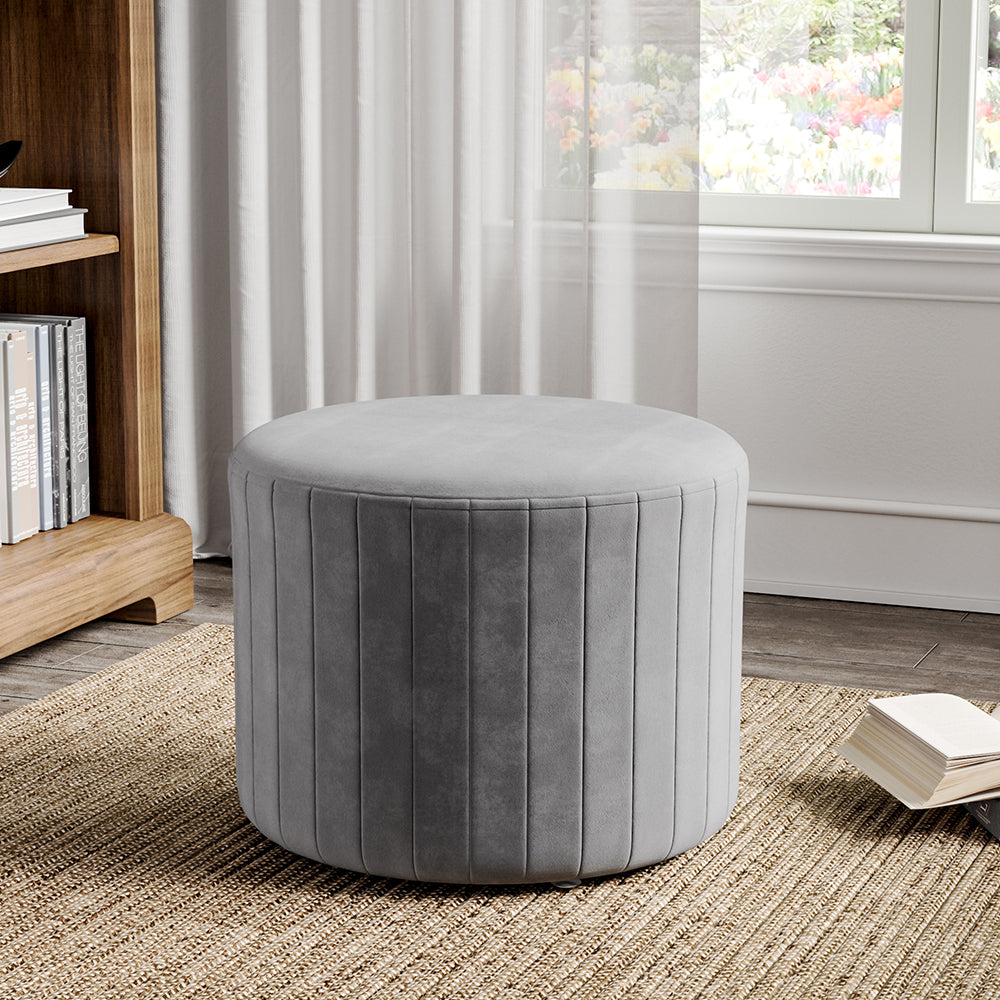 Round Velvet Dressing Table Stool Interstice Strip Edge Grey