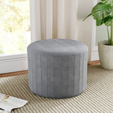 Round Velvet Dressing Table Stool Interstice Strip Edge Grey