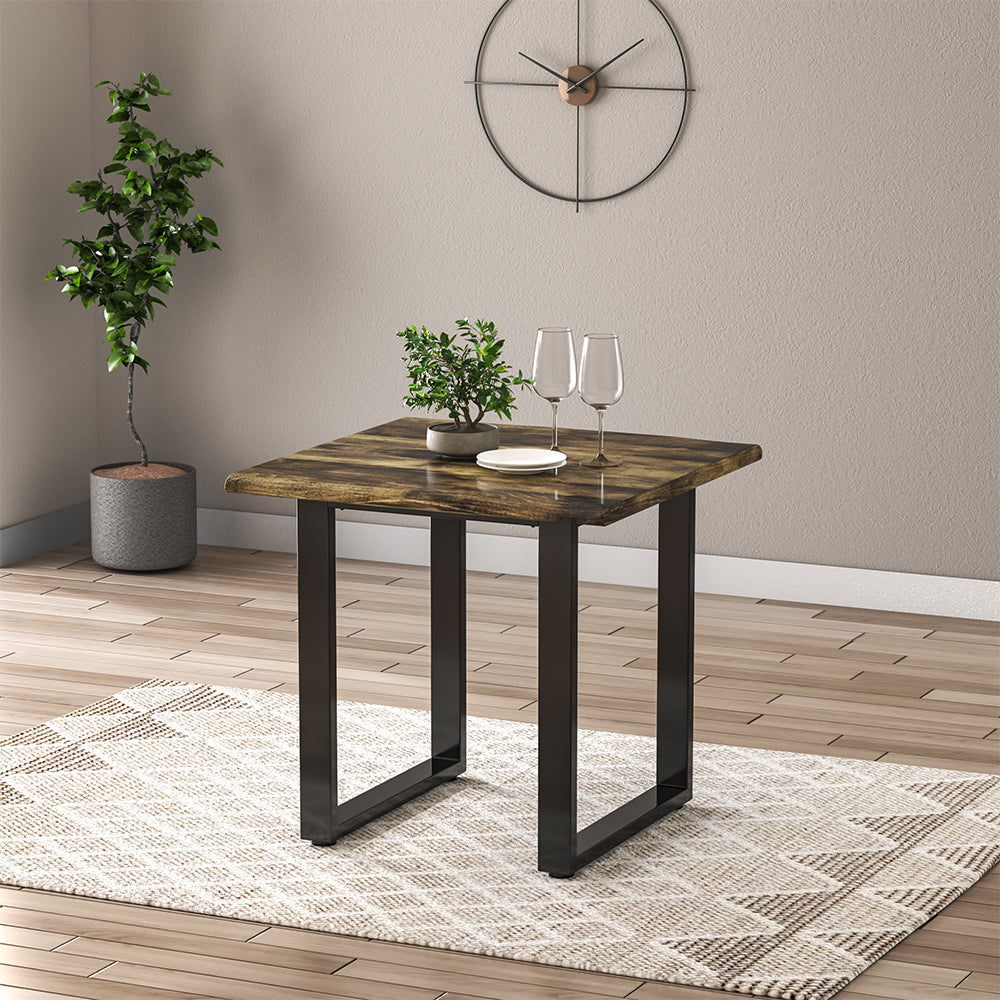 80cm Solid Wood Rectangular Dining Table with Metal Legs