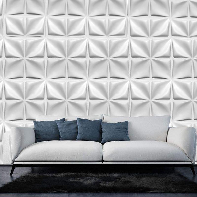 12pcs Decorative 3D Wall Panels White Diamond Design PVC