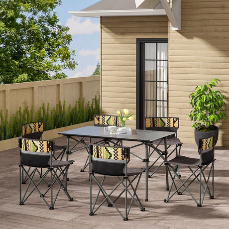 Portable Outdoor Picnic Camping Table and Chair Set Six Chairs