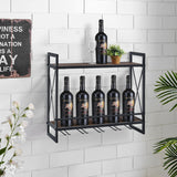 Black Industrial Wine Glass Rack Wall Mounted Wine Shelf