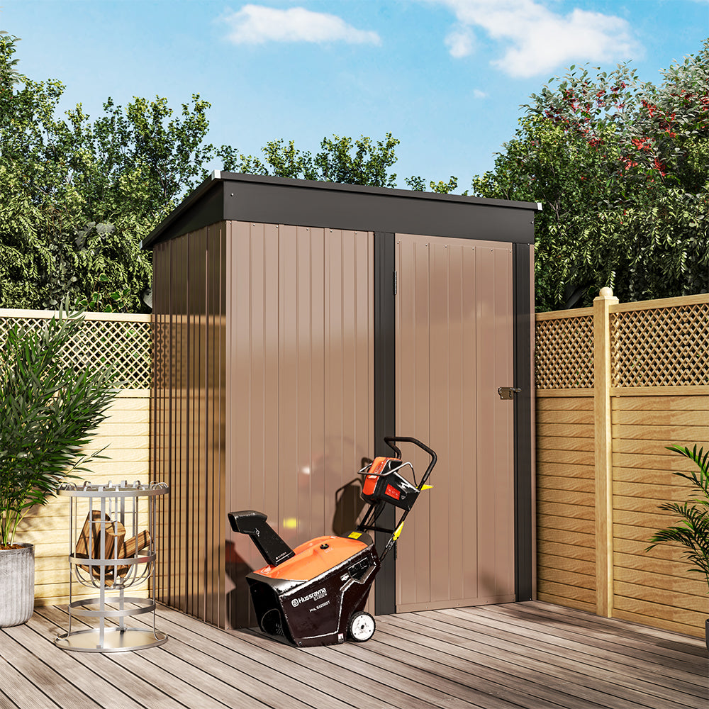 5ft x3ft Brown Metal Garden Shed Garden Storage