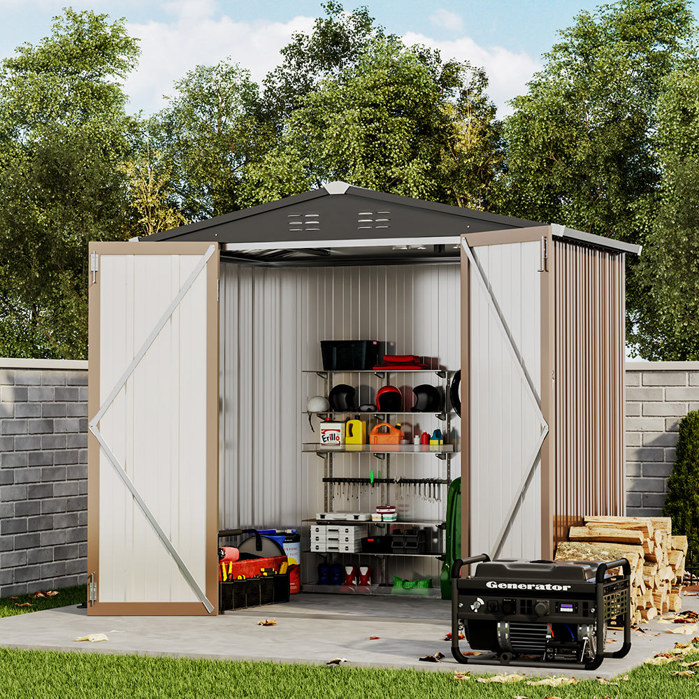 6ft x4ft Brown Metal Garden Shed Garden Storage