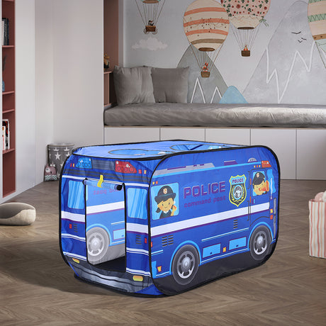 Police Truck Foldable Tent Pop Up Kids Play Tent Playhouse