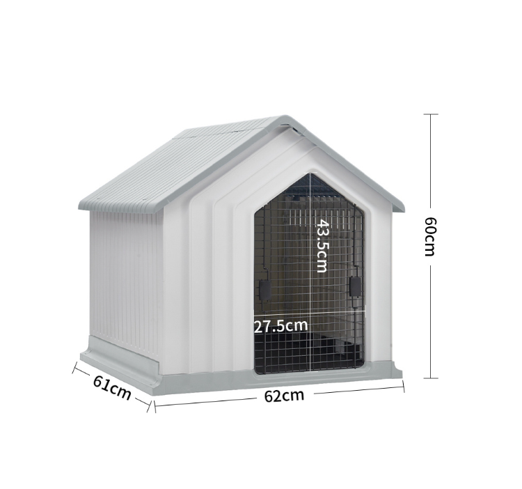 White Waterproof Plastic Dog House Pet Kennel with Door