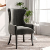 Coffee Vintage Velvet Upholstered Studded Dining Chair