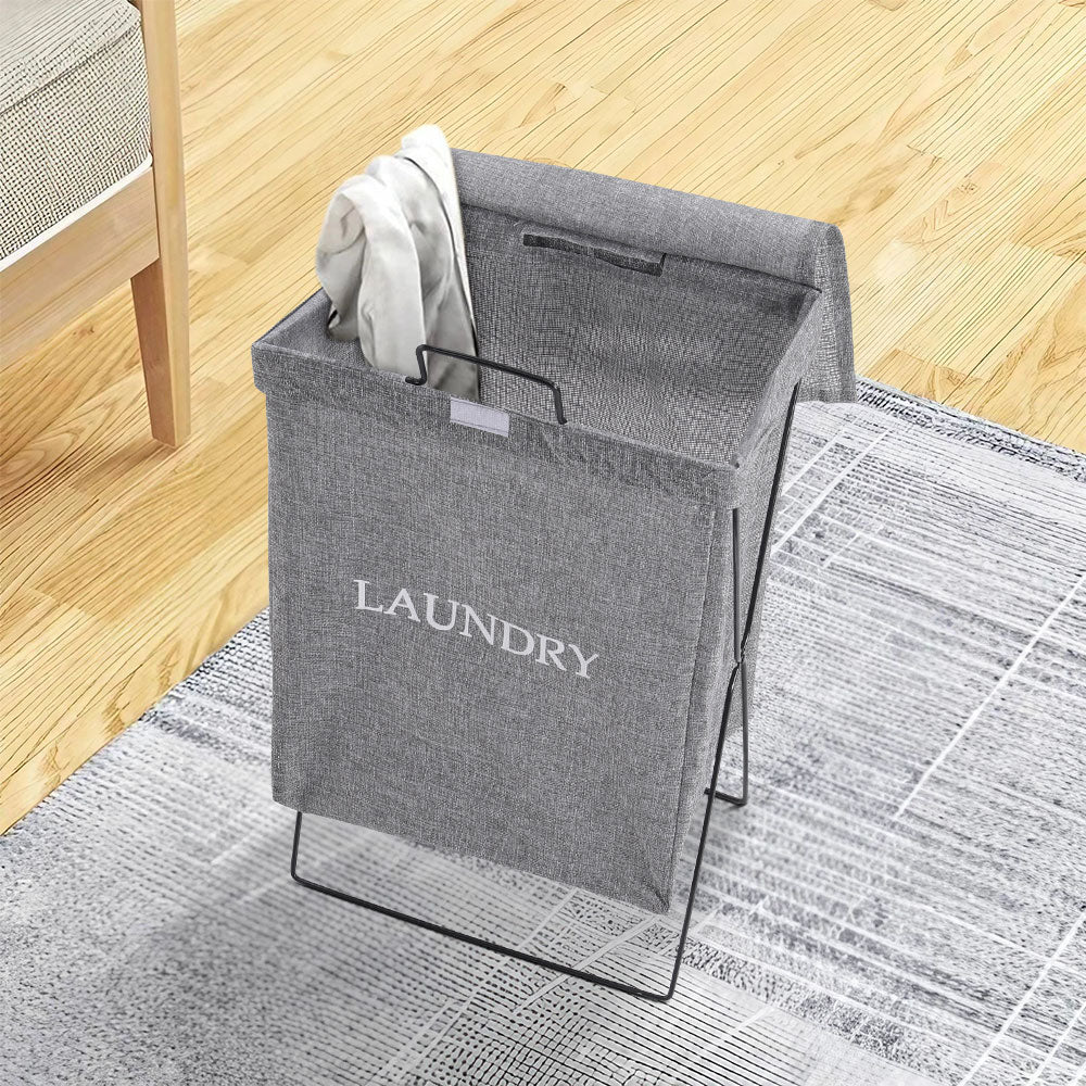 Grey Folding Fabric Laundry Basket