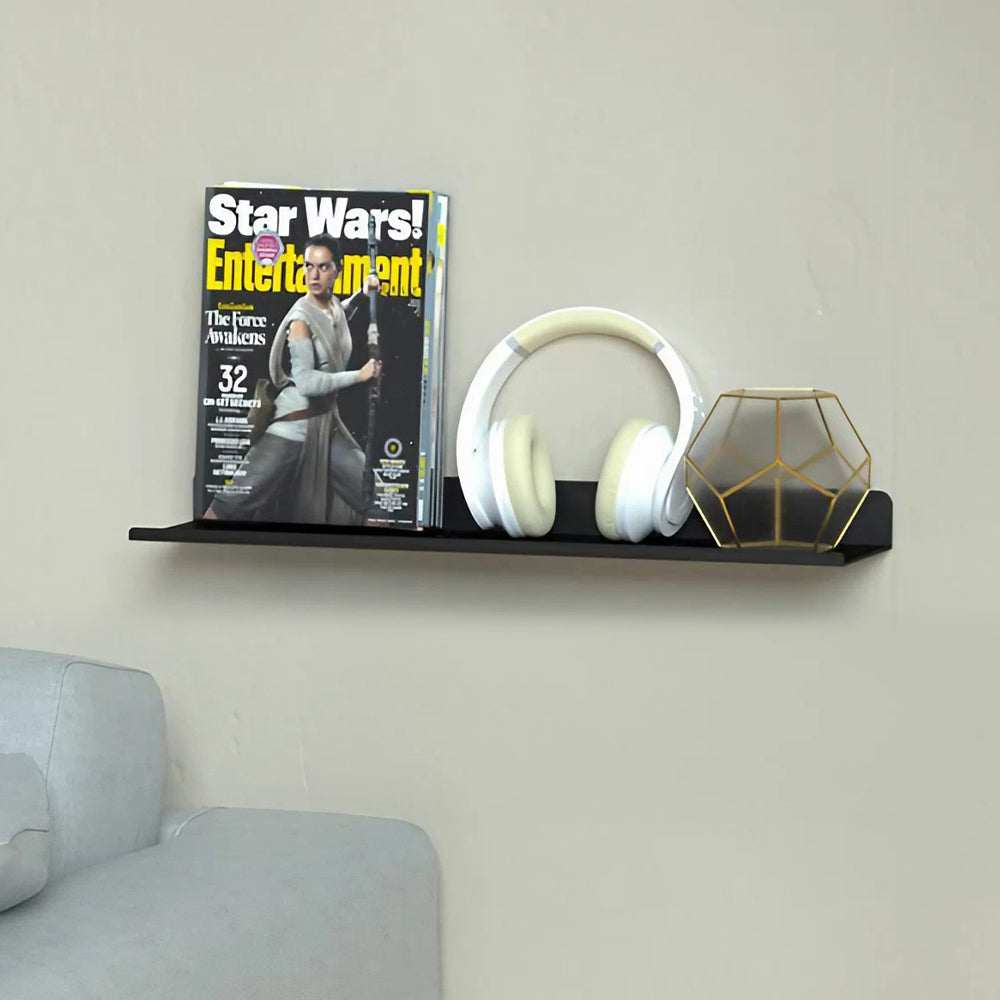 Black Modern L Shaped Wall Floating Shelf