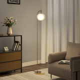 Gold Floor Lamp with Frosted Glass Lampshade