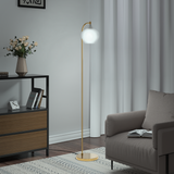 Gold Floor Lamp with Frosted Glass Lampshade