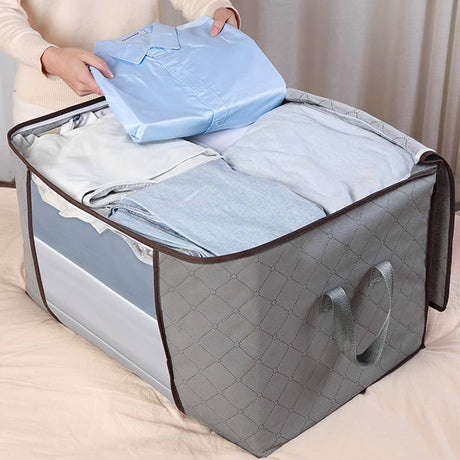 Grey Foldable Fabric Clothes Organizer Bag