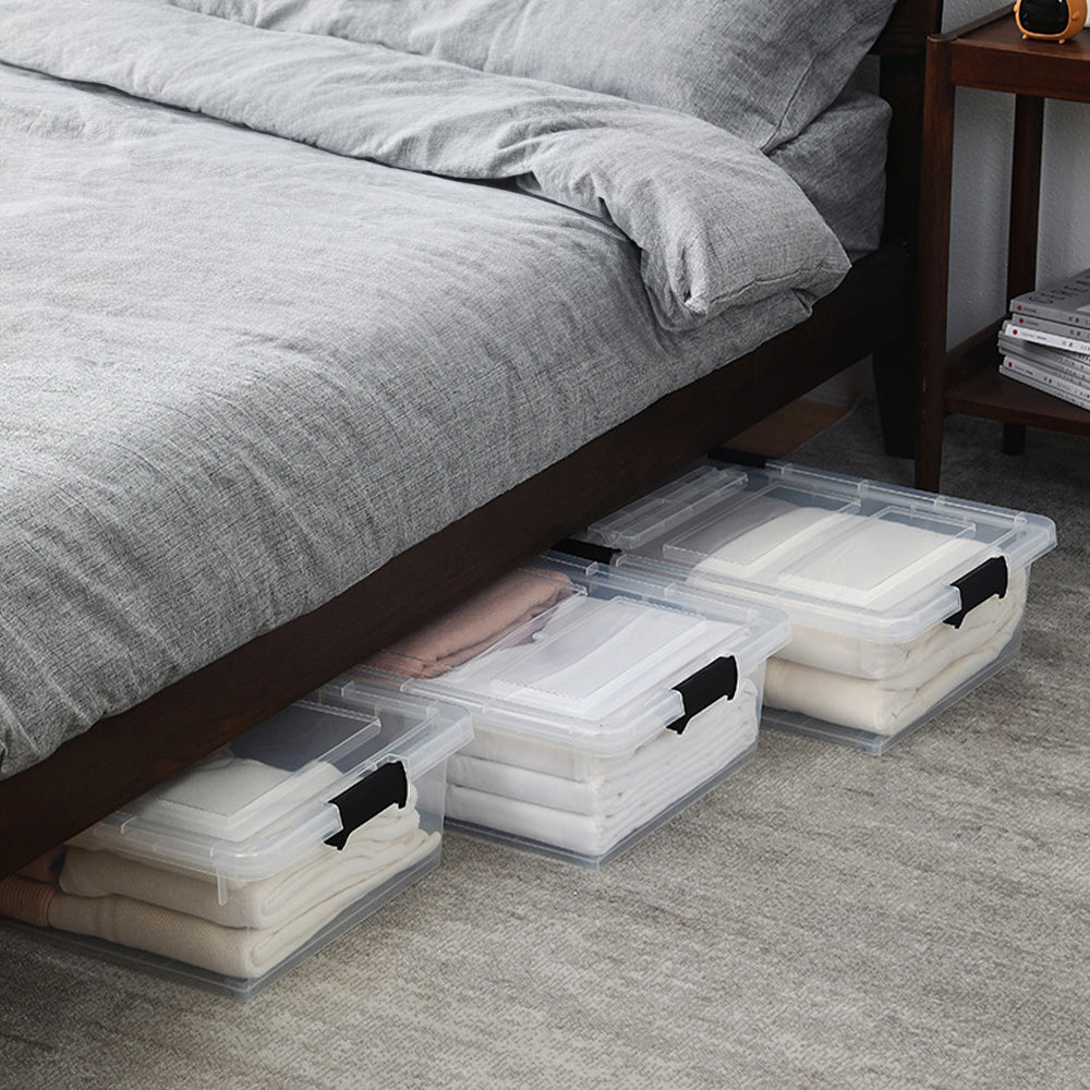 Clear Plastic Underbed Storage Box with Wheels