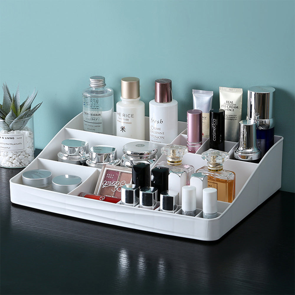 White Plastic Makeup Organizer with 20 Compartments