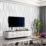 Grey Peel and Stick Wavy Striped Non Woven Fabric Wallpaper