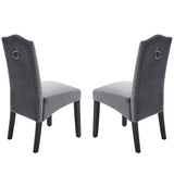 Set of 2 Grey Velvet High Back Dining Chair