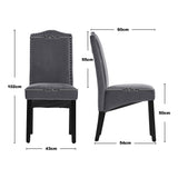 Set of 2 Grey Velvet High Back Dining Chair