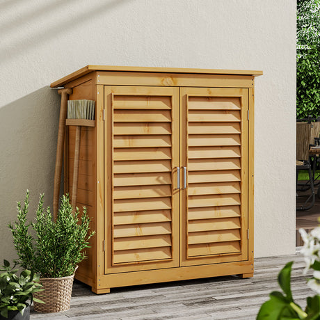 Outdoor Solid Wood Storage Cabinet Garden Tool Shed