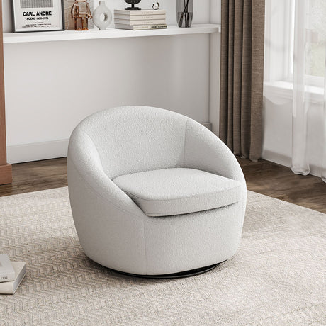 White 71cm Upholstered Swivel Chair