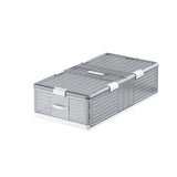 Grey Transparent Plastic Foldable Under Bed Storage Bin with Lid