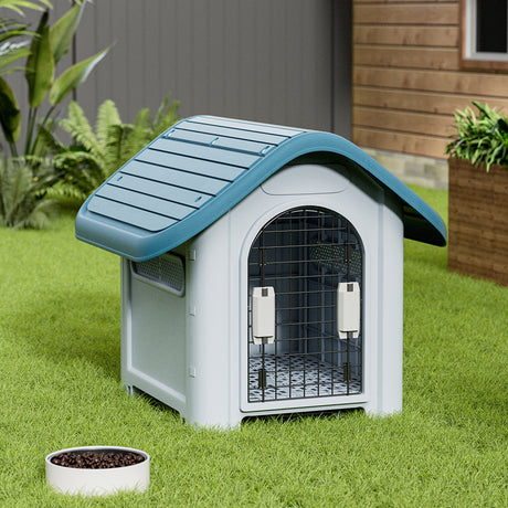 Blue Durable Plastic Dog House with Ventilation