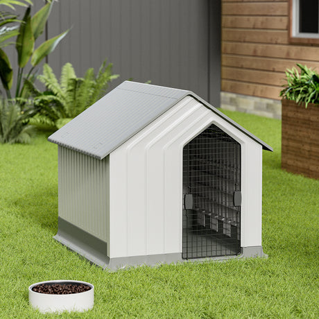 White Waterproof Plastic Dog House Pet Kennel with Door