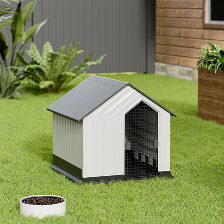 Grey Small Waterproof Plastic Dog House Pet Kennel