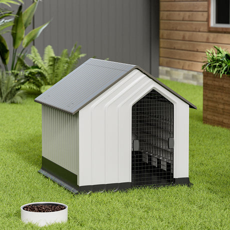 Grey Large Waterproof Plastic Dog House Pet Kennel