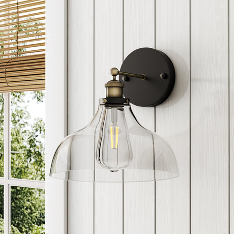 Industrial Bowl Shape Wall Sconce with Clear Glass Shade