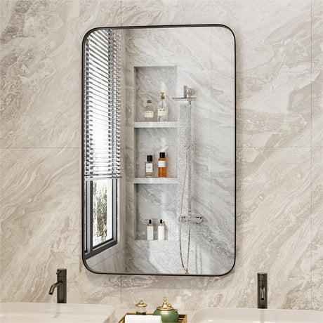 Black 122cm Aluminum Frame Bathroom Vanity Wall Mirror