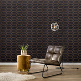 Black and Gold Self Adhesive Geometric Wallpaper