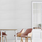 Off White Modern Metallic Stripes Flocked Wallpaper