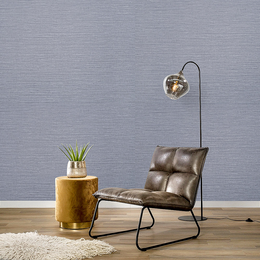 Smoke Grey 3D Striped Linen Textured Non woven Wallpaper