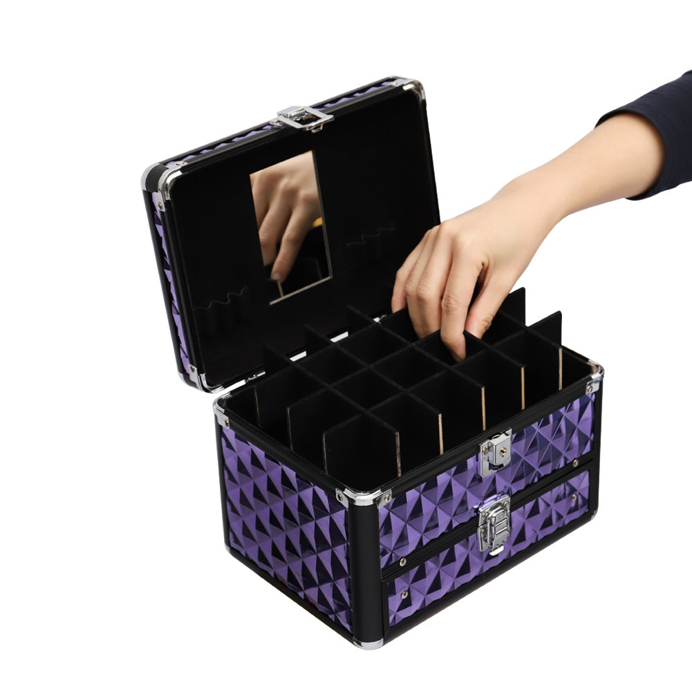 2 in 1 Diamond Pattern Makeup Case with Mirror