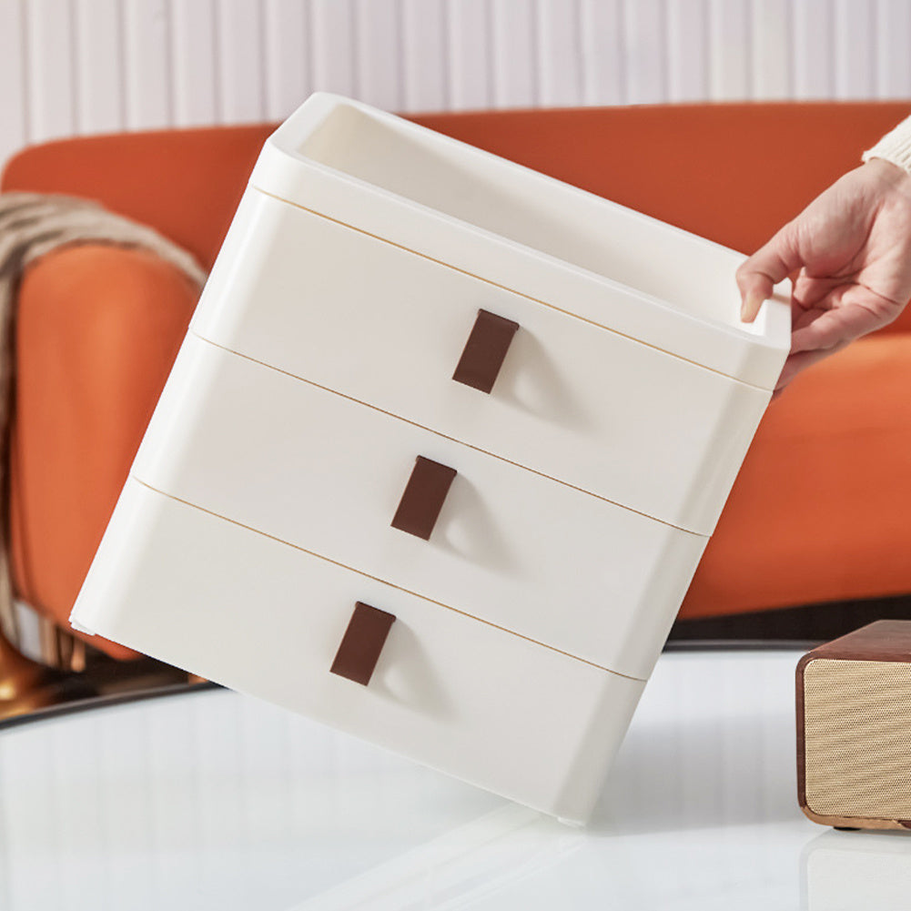 White Desktop Plastic Three Tier Drawer Organizer