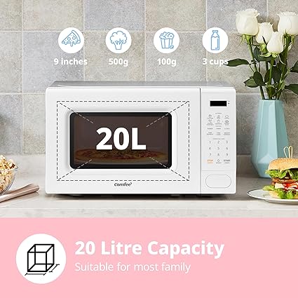 White 700W 20L Countertop Microwave Oven with LED Display